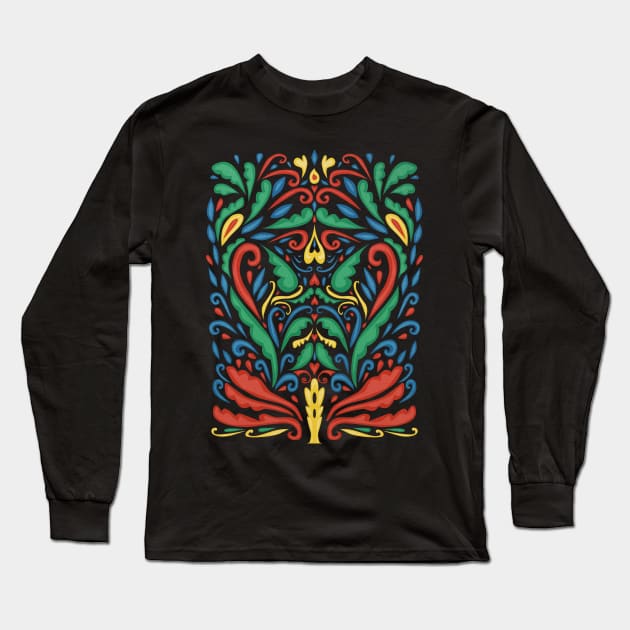 Art Nouveau Folk Art Style Long Sleeve T-Shirt by Sybille